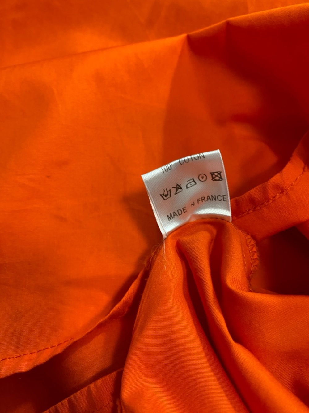 Button-Front Puff-Sleeve Mini Dress in Bold Orange Size 38 - Picture 13 of 16